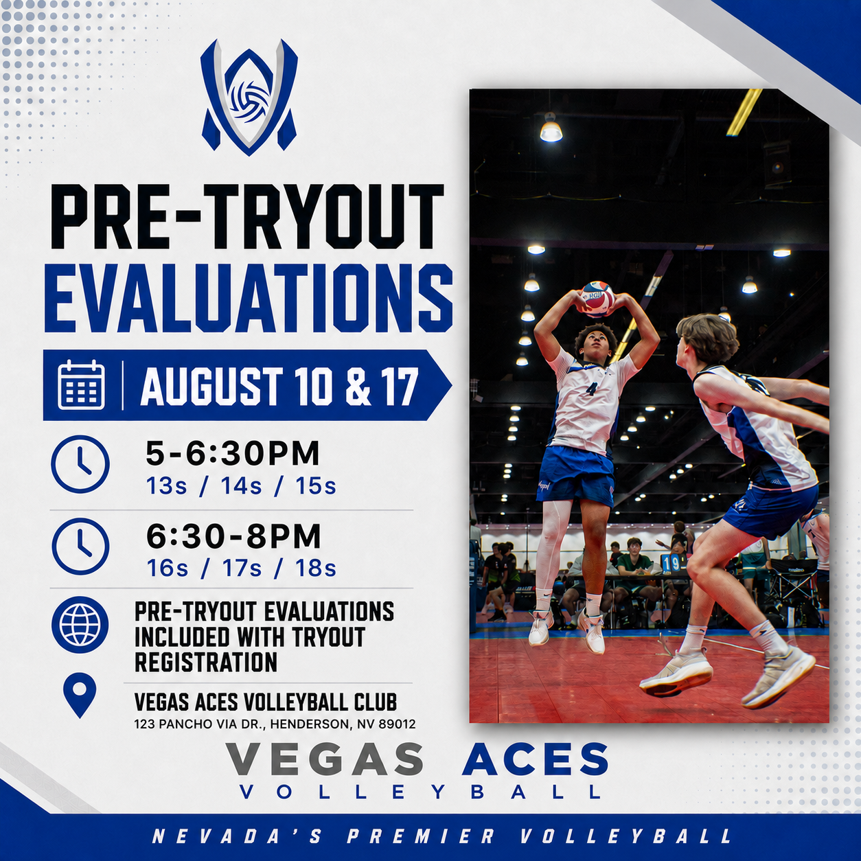 Vegas Aces Boys Pre-Tryout Evaluations