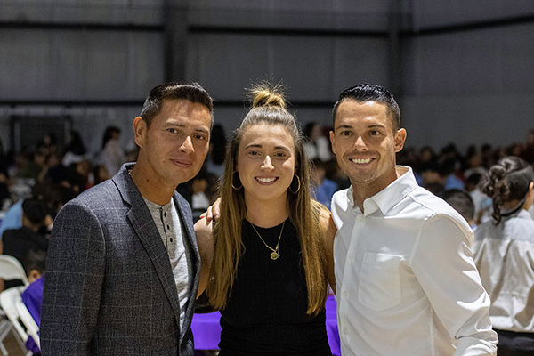 Keegan With Coaches Rolando and Holly at the Awards Banquet