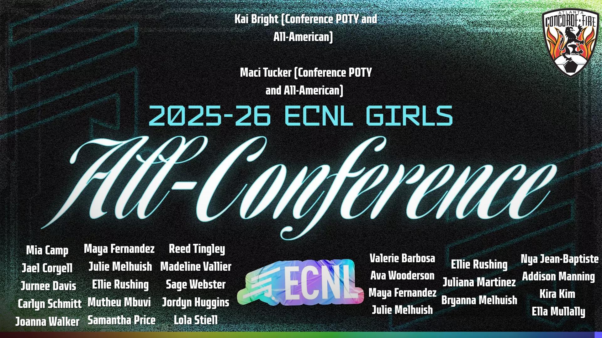 2025-26 Girls ECNL All-Conferece